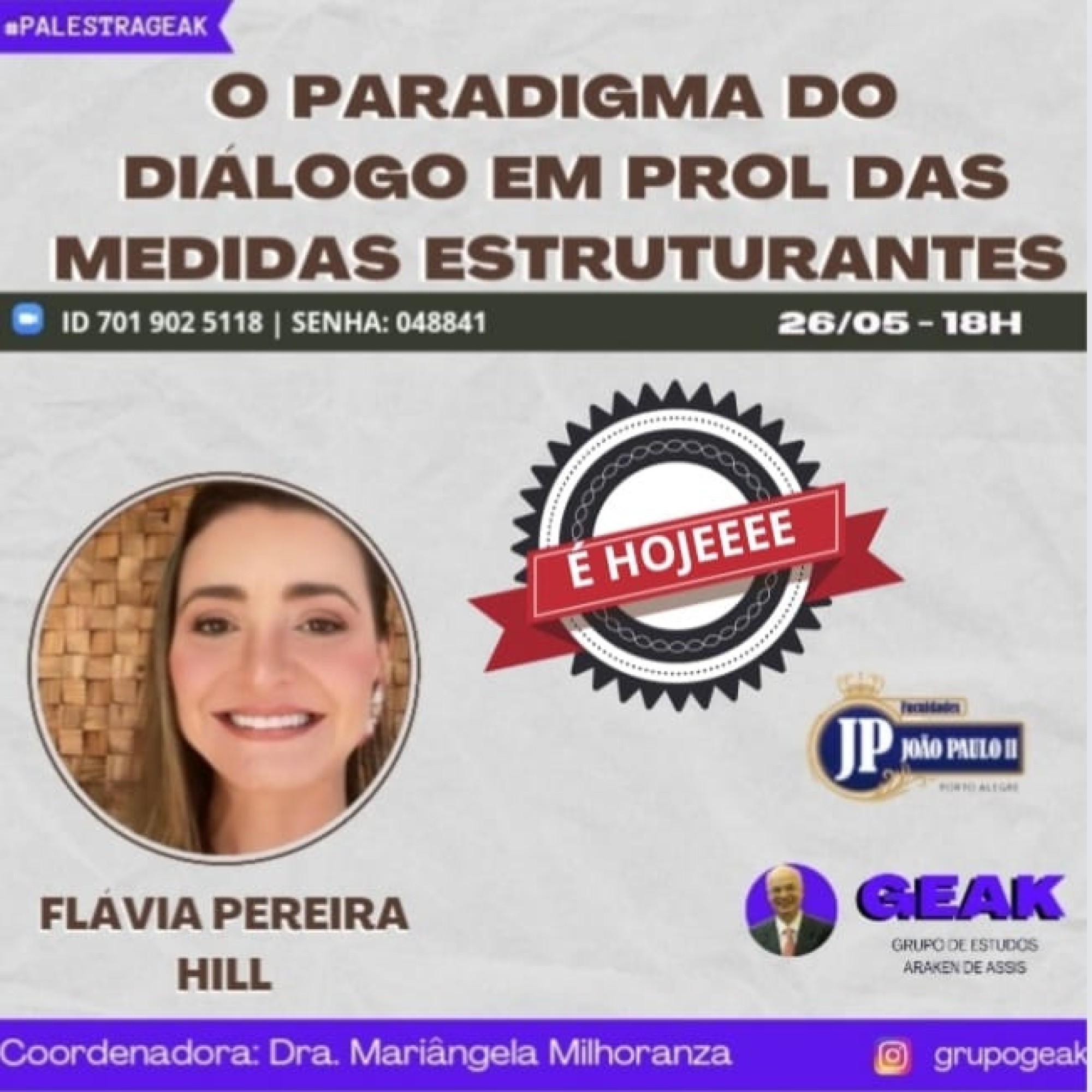 Palestra de Fl&aacute;via Hill: Gratuita, Aberta ao P&uacute;blico e Valendo Certificado de Horas Complementares HOJE - O Site P&aacute;ginas de Direito foi criado pelo Professor Livre Docente pela Universidade Federal do Rio Grande do Sul, Desembargador Aposentado do Tribunal de Justi&ccedil;a do Rio Grande do Sul e ex Professor Titular do Mestrado e Doutorado da PUCRS